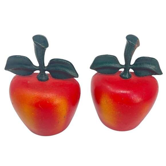 Vintage Pair of Two Cast Iron Apple Bookends or Door Stops - Picture 1 of 5